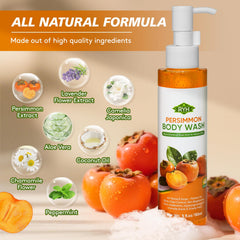RYH Persimmon body wash pump lather demonstrates rich foam