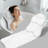 Rylor full-body bath pillow provides ergonomic support for a comfortable head-to-toe soak.