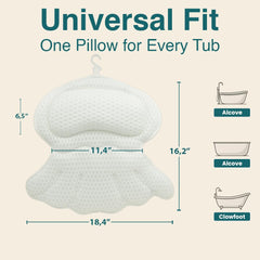 RYNEX bath pillow suction cups securely grip tub surfaces for stable relaxation.