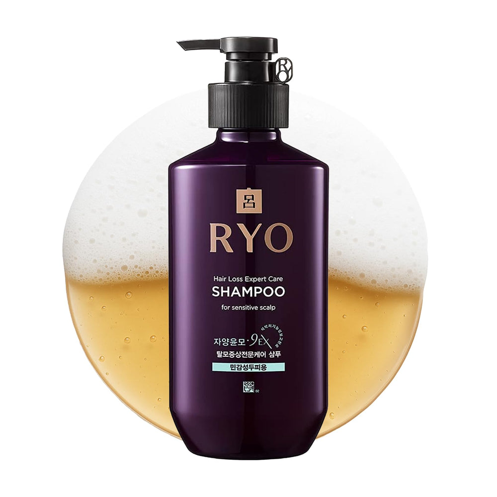 RYO Hair Strength Expert Care Shampoo bottle front—nourishing scalp care in action.