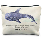 RYYCDOI Whale Shark makeup bag with zipper and linen exterior for durable daily use.