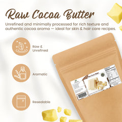 SaaQin Cocoa Butter raw block showing pure, unrefined quality for skincare recipes.