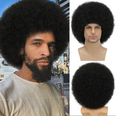 Sabosi Afro Wig for men—short fluffy hair close-up for daily wear or cosplay.