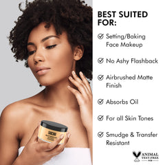 Sacha Buttercup Setting Powder Buttercup swatch demonstrates shade suitability for medium-deep tones.