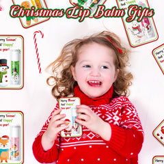 Sacubee Christmas lip balms arranged as thoughtful gift ideas for coworkers and teachers.
