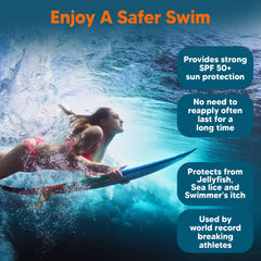 SAFE SEA hypoallergenic non-irritating sunscreen cream on sensitive skin.