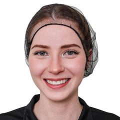 SAFEKO honeycomb hairnet blue 24in on head highlights durable, latex-free protection