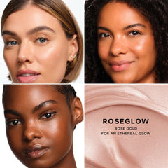 Saie applied on model cheekbone demonstrating natural radiance and subtle lift