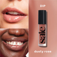 Saie Glossybounce texture swirl highlighting glossy, cushiony hydrating shine
