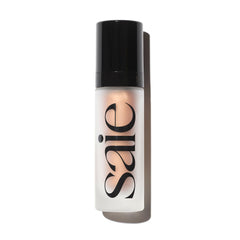 Saie Glowy Super Gel Sunglow bottle with pump for lightweight dewy hydration.