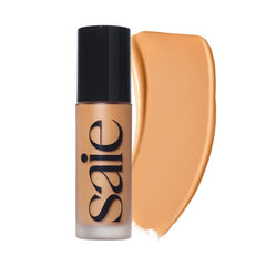 Saie front bottle showing shade 20 and lightweight hydrating benefits