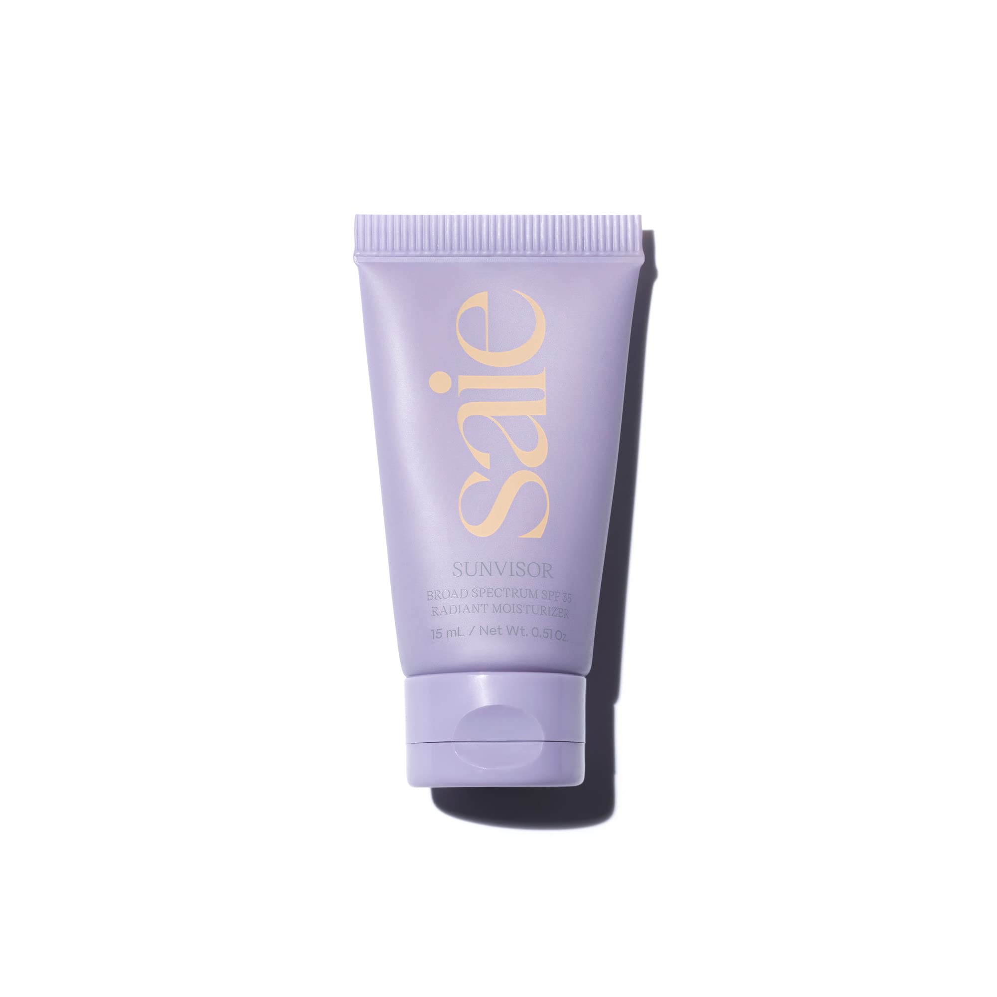 Saie Mini Sunvisor front packaging showing label and compact size for travel-friendly protection