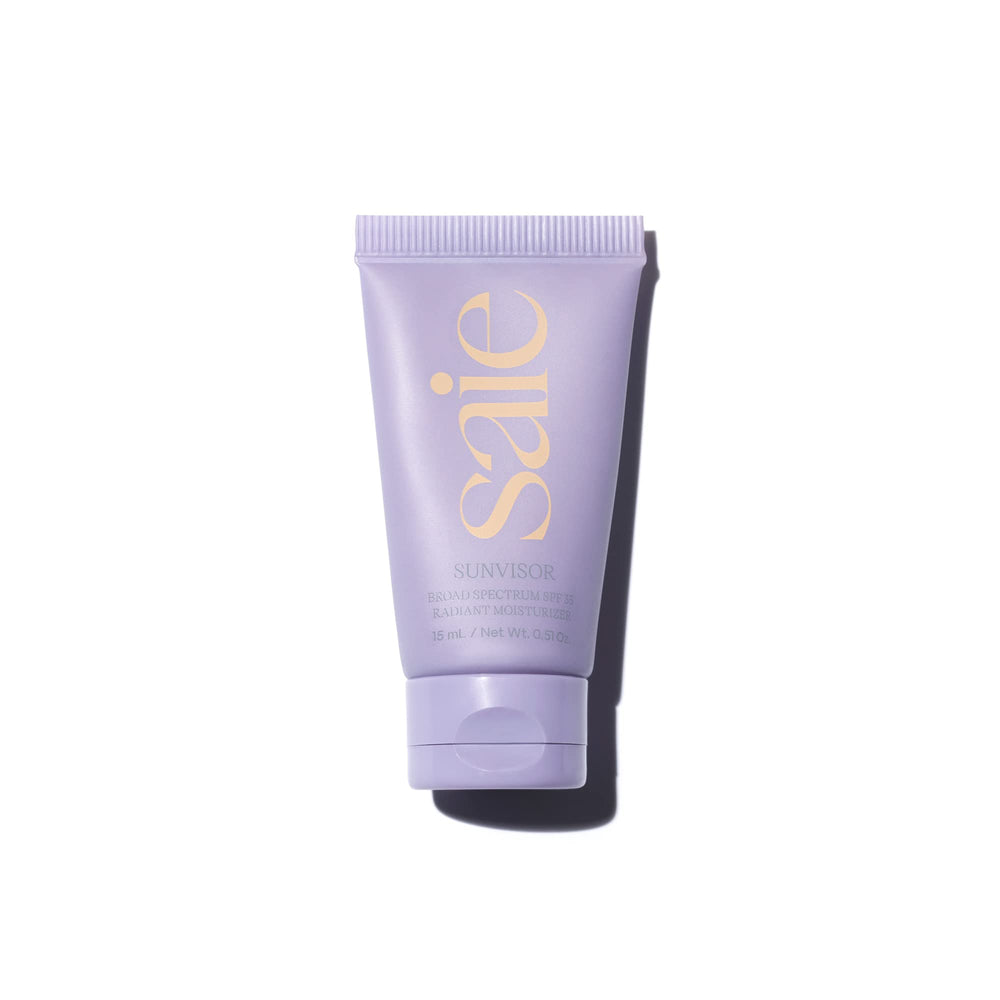 Saie Mini Sunvisor front packaging showing label and compact size for travel-friendly protection