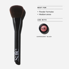 Saie Powder Blush Brush ultra-soft synthetic fibers; effortless blending with bronzer or blush.