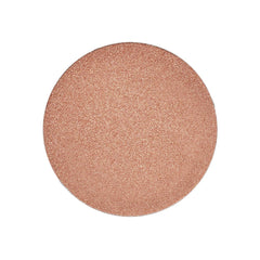 Saie Quartzglow pan front view shows warm bronze sheen and easy refill benefit