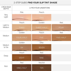 Saie swatch of Shade Five + Half on arm showing medium tone with red undertones