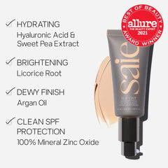 Saie Slip Tint texture swatch highlighting creamy hydrating finish and blendability