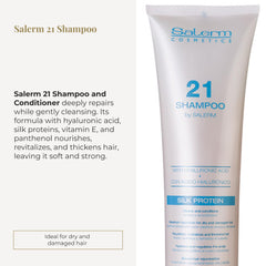 SALERM Hydrating Shampoo 21 bottle closeup highlights premium formula