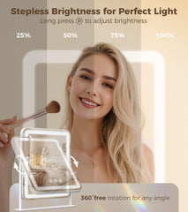 Saliwa vanity mirror 360-degree rotation for viewing from any angle.
