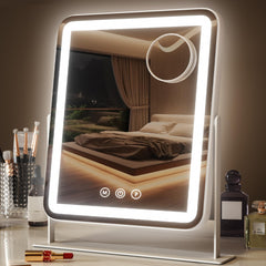 Saliwa vanity mirror front-lit view with adjustable LED for precise makeup.