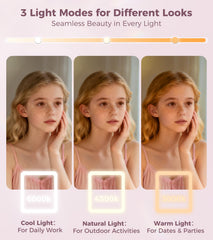 Saliwa vanity mirror lights mode switch showing warm natural and cool tones
