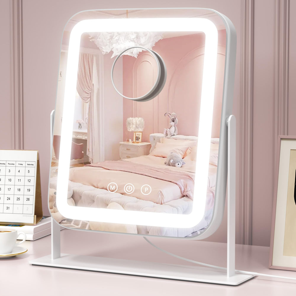 Saliwa vanity mirror with lights front view for precise makeup and ambiance
