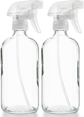 Sally's Organics empty clear glass spray bottle 16oz for reusable cleaning solutions