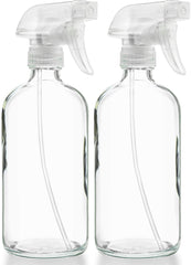 Sally's Organics empty clear glass spray bottle 16oz for reusable cleaning solutions