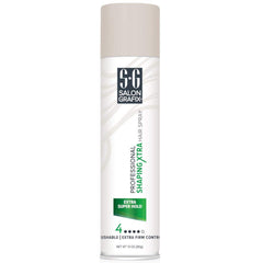 Salon Grafix Profession Shaping Hairspray Extra Super Hold 4 hold bottle shows humidity resistance for lasting style.