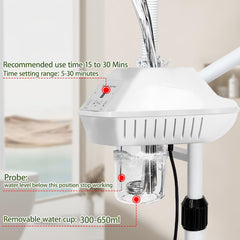 Salon Señor ozone face steamer with rotating nozzle enables aroma diffusion.