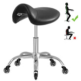 SALONFACTORY saddle stool with thick cushion supports long sessions