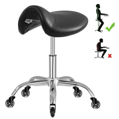 SALONFACTORY saddle stool with thick cushion supports long sessions