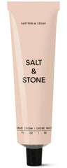Salt & Stone hand cream saffron-cedar packaging shows premium hydration branding.