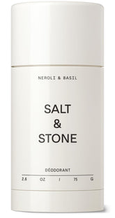 Salt & Stone aluminum-free deodorant packaging highlights eco-friendly design for travel and daily use.