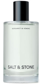 Salt & Stone body mist bottle front—bergamot-hinoki fragrance for daily hydration and scent.