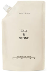 Salt & Stone body wash bottle showcasing Santal & Vetiver aroma and luxe cleanse.