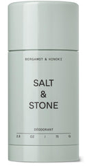 Salt & Stone aluminum-free stick with bergamot-hinoki scent for all-day freshness.