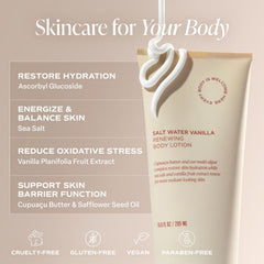 Saltair Body Lotion creamy texture application shows smooth, quick-absorbing hydration.