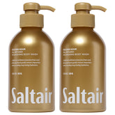 Saltair Golden Hour bottle pouring with rich lather for a refreshing shower