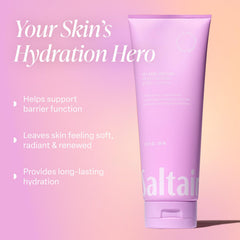Saltair Island Orchid Lotion texture closeup highlights creamy, fast-absorbing formula.
