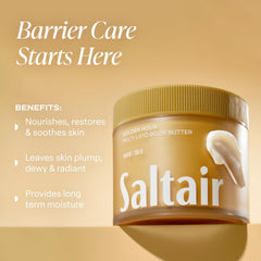 Saltair Multi-Lipid Body Butter texture closeup highlights non-greasy absorption.