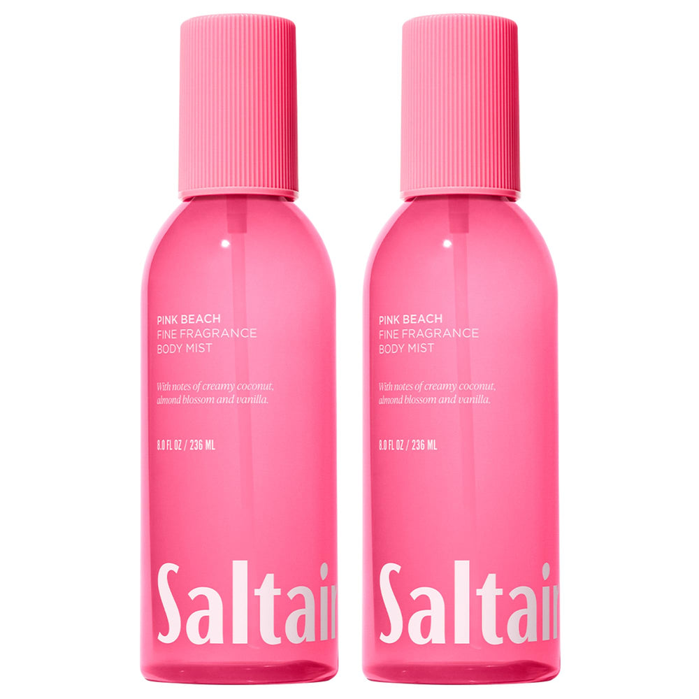 Saltair Pink Beach bottle duo shown for easy layering and on-the-go scent.