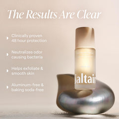 Saltair Serum Deodorant roll-on application shows quick-dry formula for no-stain wear.