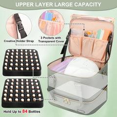Sambois nail polish organizer bag upper space pockets keep tools organized and accessible