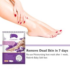 Sameriver foot skin before and after using lavender peel mask demonstrates smoother heels.