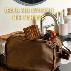 San Francisco Soap Company Man Bar Coastal Driftwood closeup, rugged coastal scent for daily grooming