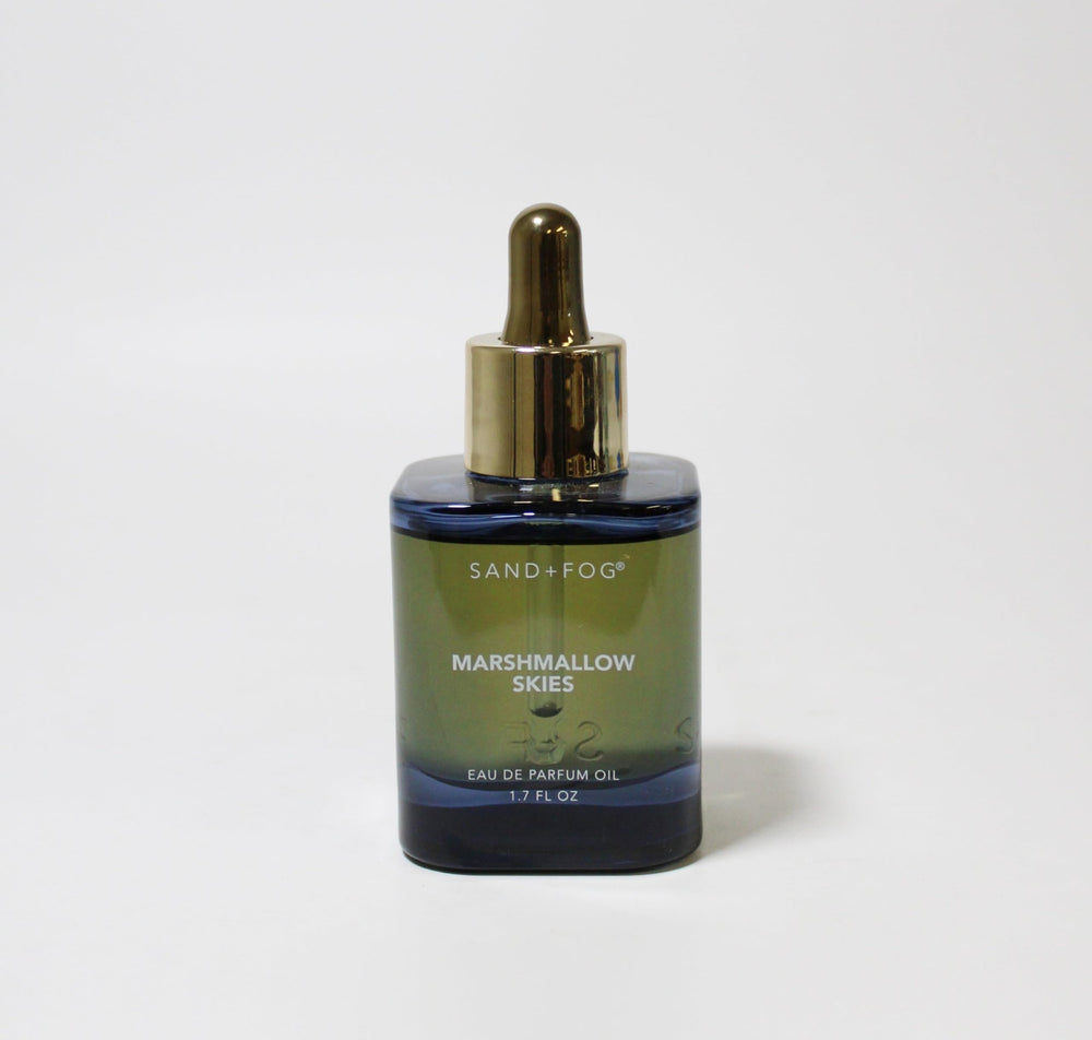 Sand + Fog Marshmallow Skies bottle with dropper for precise fragrance application.