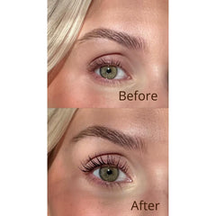 Sandstone Scandinavia lashes separated after application with dramatic length without clumps.