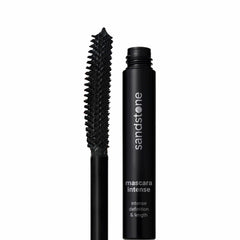 Sandstone Scandinavia hypoallergenic mascara tube showing gentle, long wear for sensitive eyes.