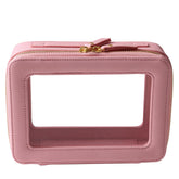 SANHECUN toiletry bag pink front view with compact travel design